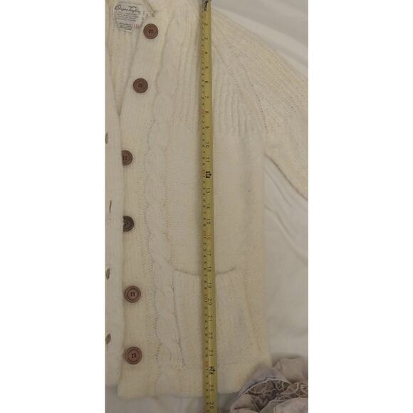 Vintage Cream Cable Knit Cardigan Sweater Wayne Taylor Womans XL Made in Taiwan - Picture 4 of 10